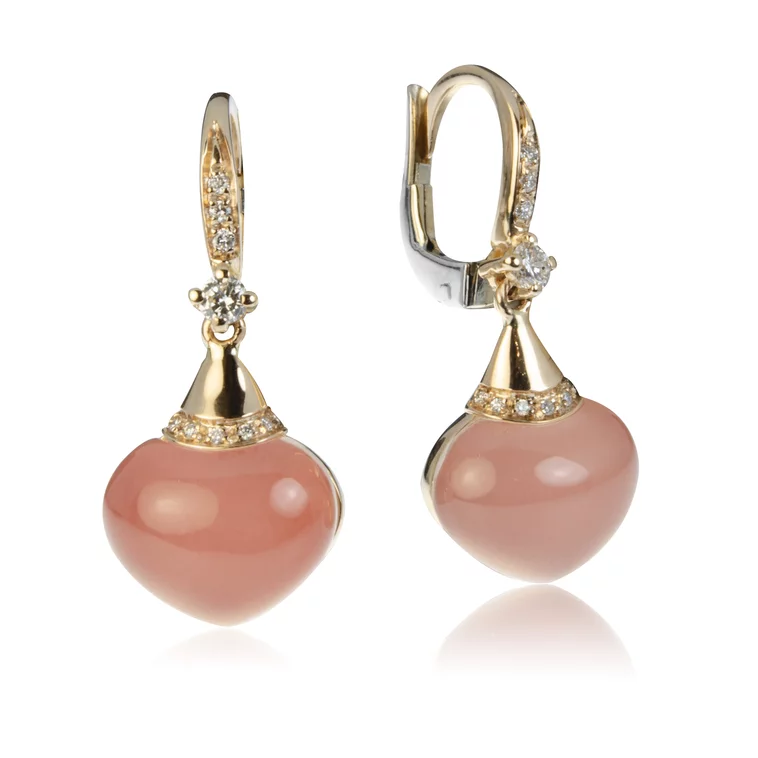 Diamantové náušnice Moraglione 1922 s koralom a milky quartzom Diamantové náušnice Moraglione 1922 s koralom a milky quartzom