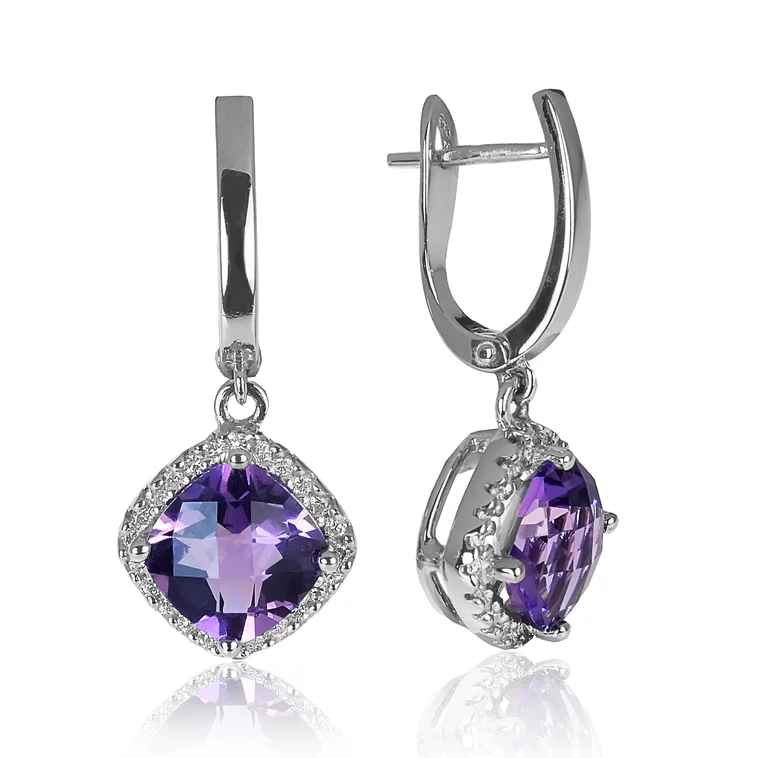 Diamantové náušnice s prírodným ametystom LEA168.ALB Diamantové náušnice s prírodným ametystom LEA168.ALB