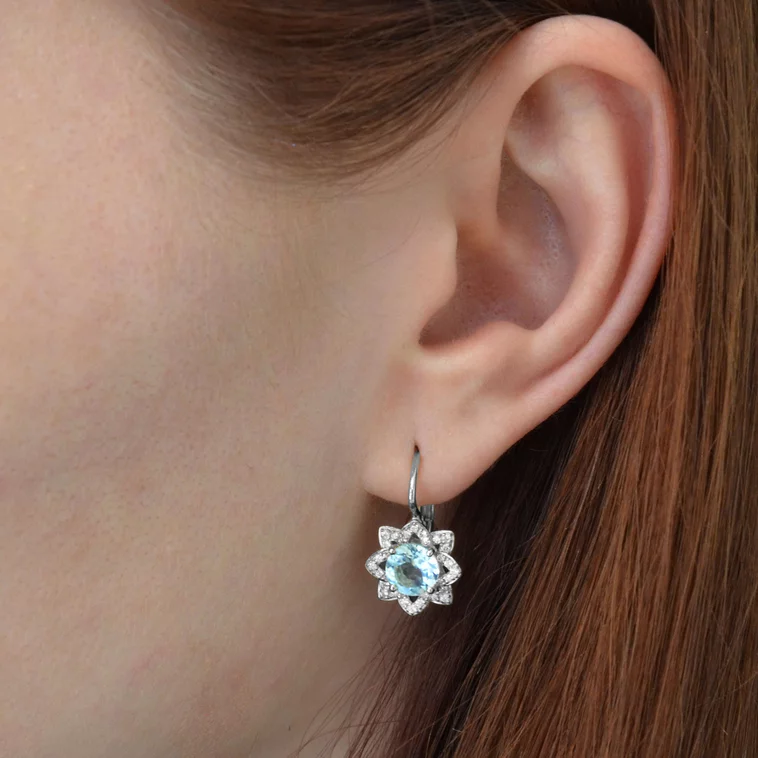 Diamantové náušnice s prírodným topásom Sky flower LEA1439.WS Diamantové náušnice s prírodným topásom Sky flower LEA1439.WS