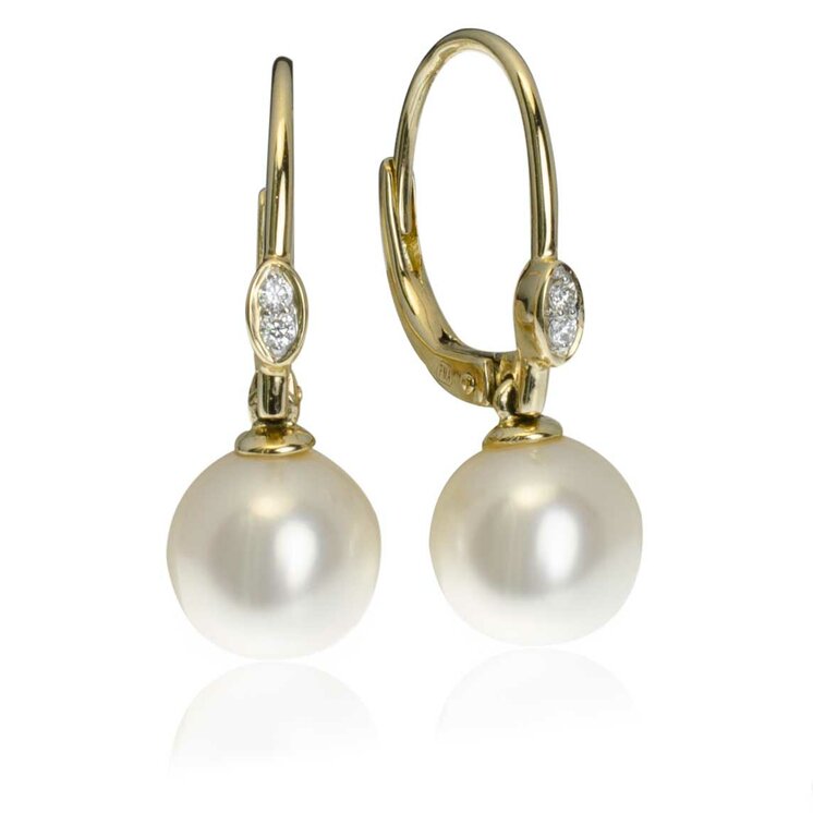 Diamantové náušnice so sladkovodnou perlou