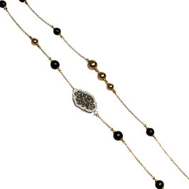 Diamantový dlhý Sartoire náhrdelník Moraglione 1922 s ónyxmi