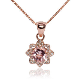 Diamantový náhrdelník s prírodným morganitom Sky flower LNL442.WS