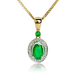 Diamantový náhrdelník s prírodným smaragdom LPE900.SPN