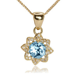 Diamantový náhrdelník s prírodným topásom Sky flower LNL441.WS