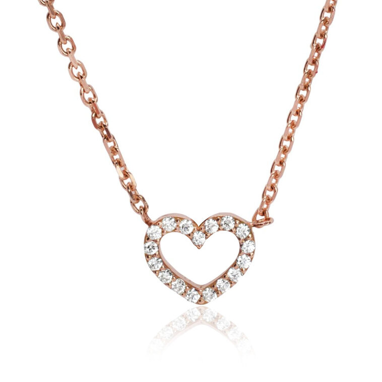Diamantový náhrdelník srdiečko pink LNL434.WS