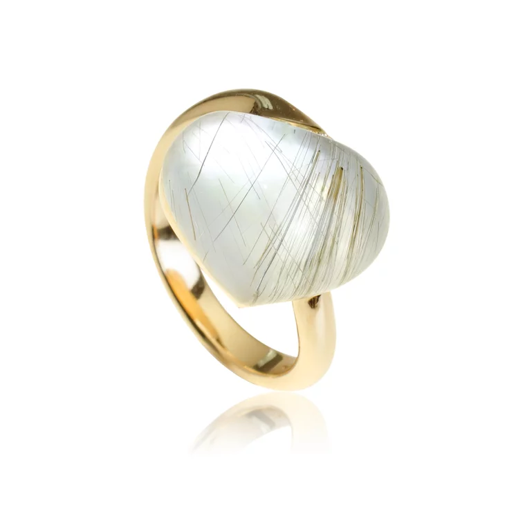 Diamantový prsteň Moraglione 1922 s rutile quartzom a prírodnou perleťou Diamantový prsteň Moraglione 1922 s rutile quartzom a prírodnou perleťou