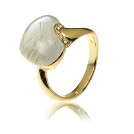 Diamantový prsteň Moraglione 1922 s rutile quartzom a prírodnou perleťou Diamantový prsteň Moraglione 1922 s rutile quartzom a prírodnou perleťou