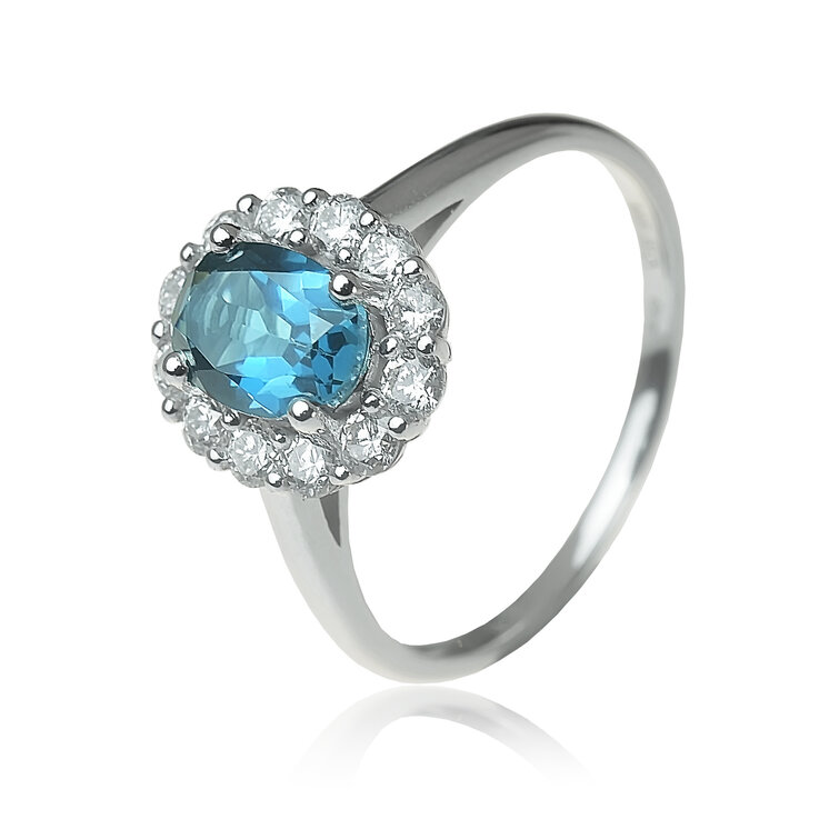 Diamantový prsteň s london blue topásom LRG759.WS