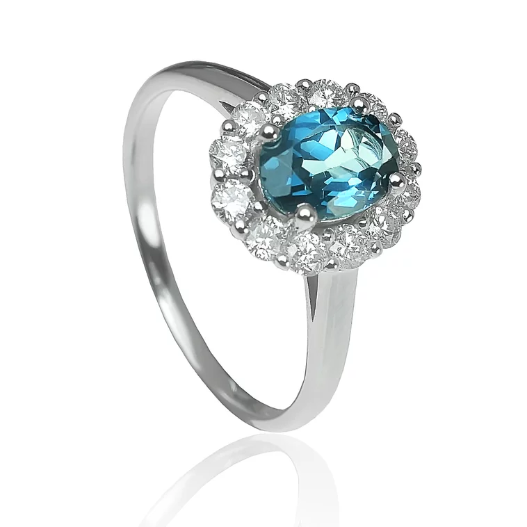 Diamantový prsteň s london blue topásom LRG759.WS Diamantový prsteň s london blue topásom LRG759.WS