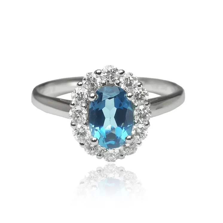 Diamantový prsteň s london blue topásom LRG759.WS Diamantový prsteň s london blue topásom LRG759.WS