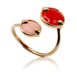 Diamantový prsteň s ružovým a červeným koralom Moraglione 1922