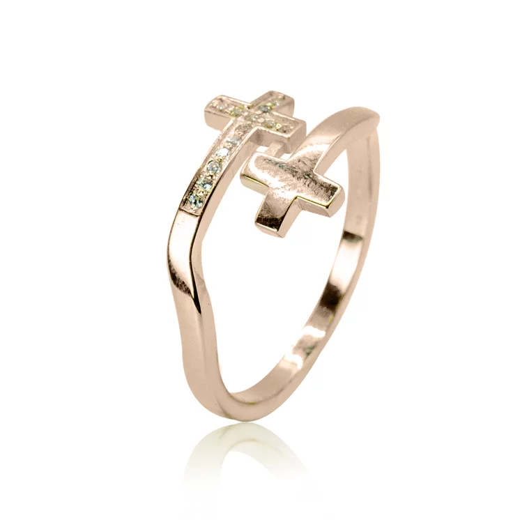 GOLDIE Diamantový prsteň Krížik double rose LRG655.GD GOLDIE Diamantový prsteň Krížik double rose LRG655.GD