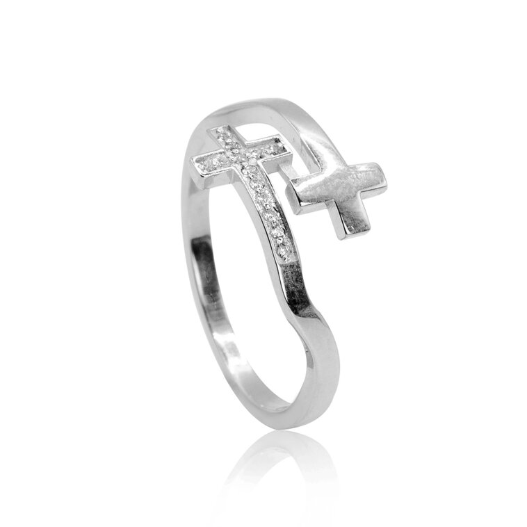 GOLDIE Diamantový prsteň Krížik double white LRG656.GD