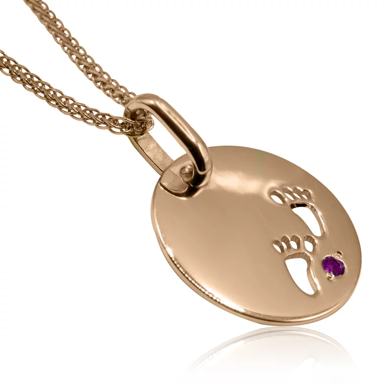 GOLDIE Zlatý prívesok s rubínom Baby steps pink LPE830.OD GOLDIE Zlatý prívesok s rubínom Baby steps pink LPE830.OD
