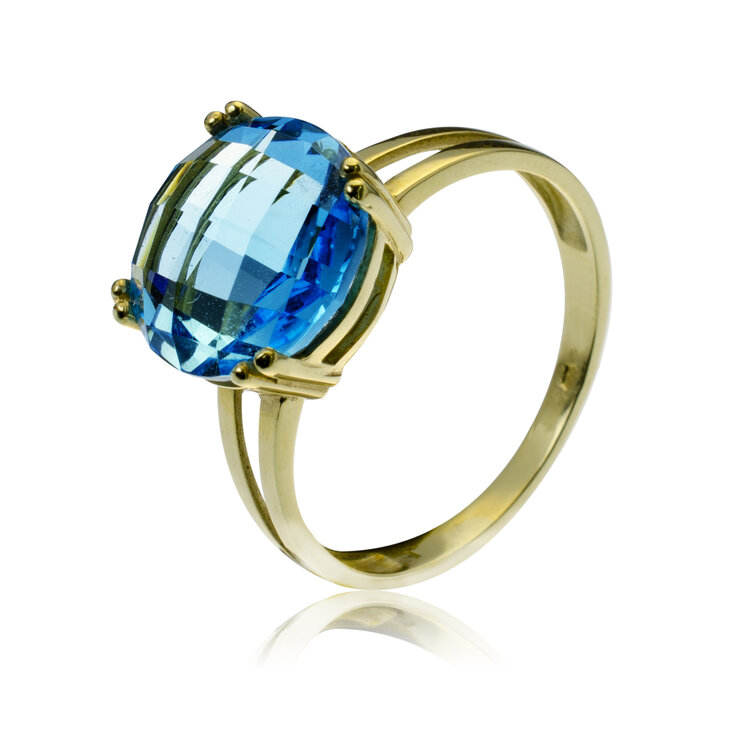 GOLDIE Zlatý prsteň Ice blue LRG489.ST