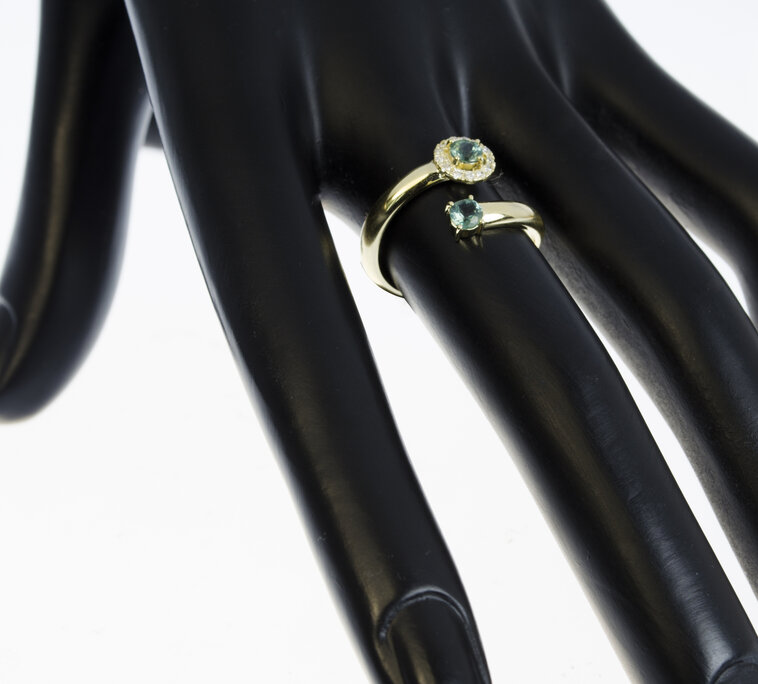 GOLDIE zlatý prsteň Open ring s alexandritmi a diamantmi LRG502.KL