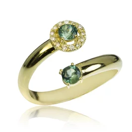 GOLDIE zlatý prsteň Open ring s alexandritmi a diamantmi LRG502.KL GOLDIE zlatý prsteň Open ring s alexandritmi a diamantmi LRG502.KL
