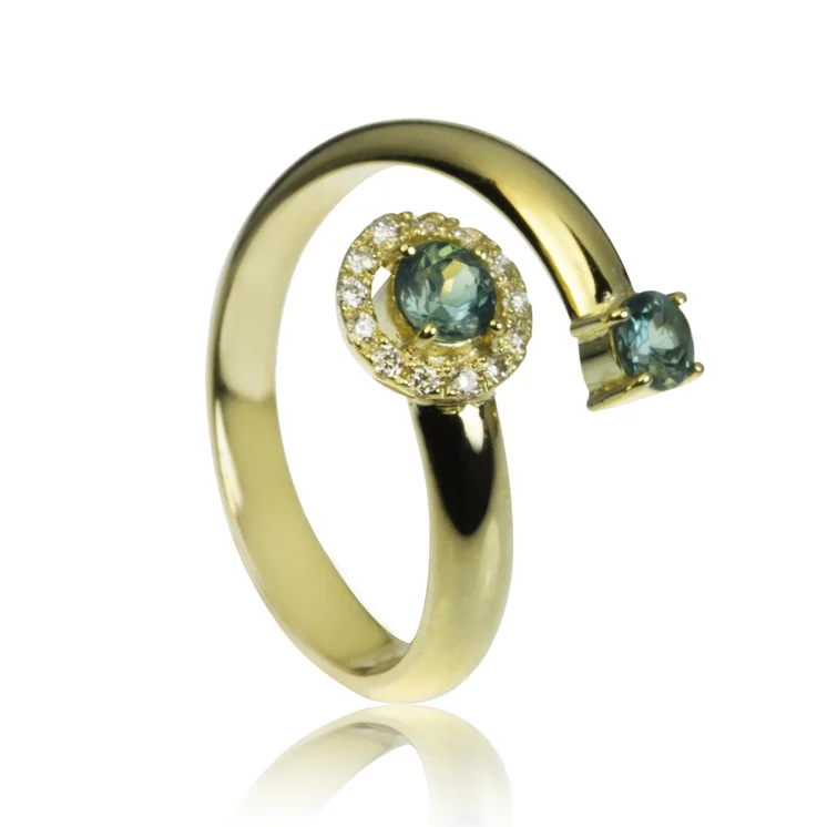 GOLDIE zlatý prsteň Open ring s turmalínmi a diamantmi LRG502.KLT GOLDIE zlatý prsteň Open ring s turmalínmi a diamantmi LRG502.KLT