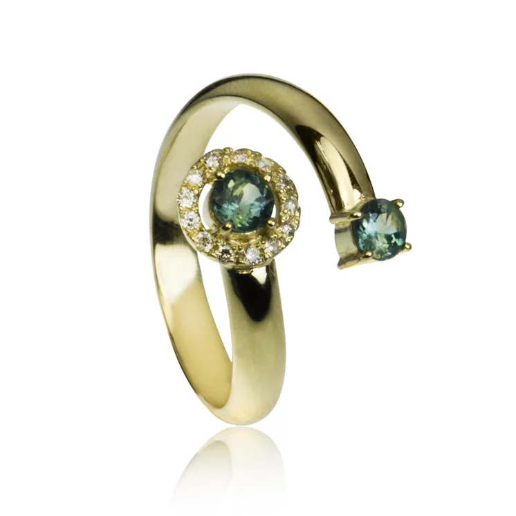 GOLDIE zlatý prsteň Open ring s turmalínmi a diamantmi LRG502.KLT GOLDIE zlatý prsteň Open ring s turmalínmi a diamantmi LRG502.KLT