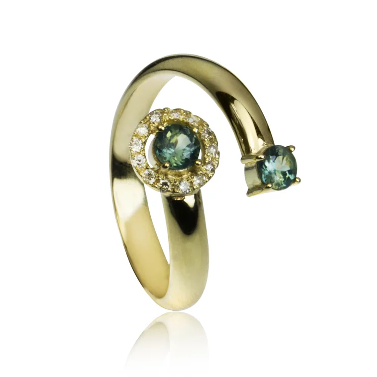GOLDIE zlatý prsteň Open ring s turmalínmi a diamantmi LRG502.KLT GOLDIE zlatý prsteň Open ring s turmalínmi a diamantmi LRG502.KLT
