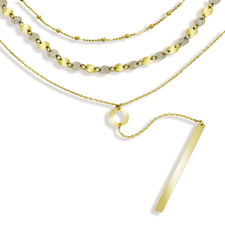 GOLDIE Zlatý trojradový náhrdelník Layered LNL229.SP