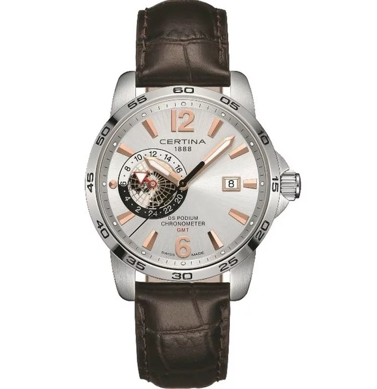 Hodinky pánske CERTINA DS PODIUM GMT SS LEATHER SILVER COSC (Contr√īle Officiel Suisse des Chronom√®tres) Hodinky pánske CERTINA DS PODIUM GMT SS LEATHER SILVER COSC (Contr√īle Officiel Suisse des Chronom√®tres)