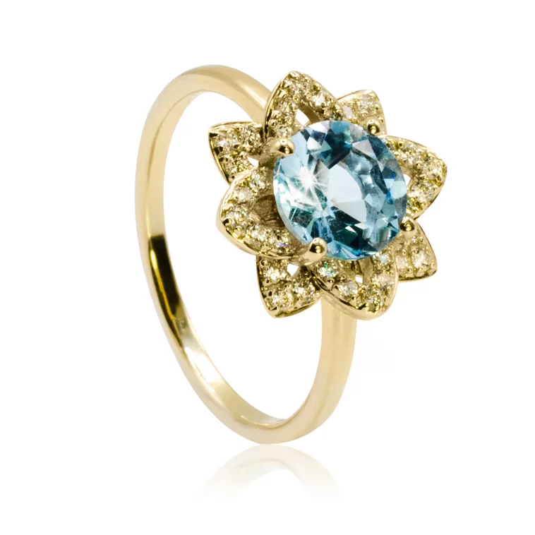 Luxusný diamantový prsteň s prírodným topásom Sky flower LRG778.WS Luxusný diamantový prsteň s prírodným topásom Sky flower LRG778.WS