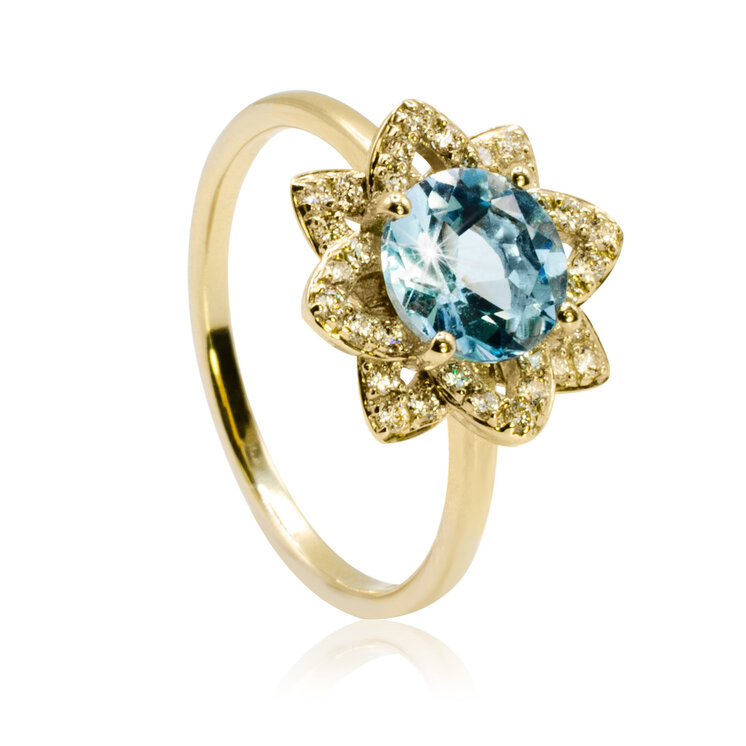 Luxusný diamantový prsteň s prírodným topásom Sky flower LRG778.WS