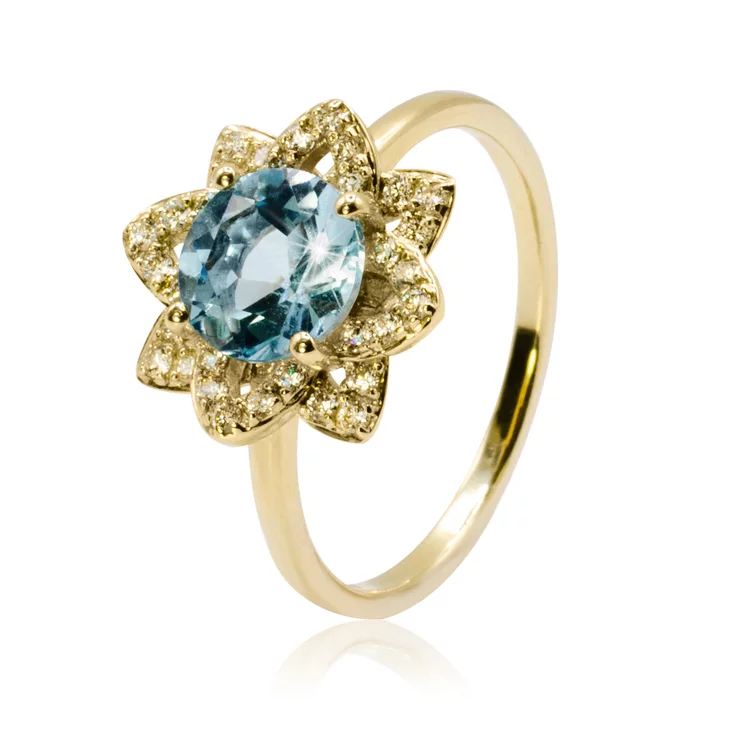 Luxusný diamantový prsteň s prírodným topásom Sky flower LRG778.WS Luxusný diamantový prsteň s prírodným topásom Sky flower LRG778.WS