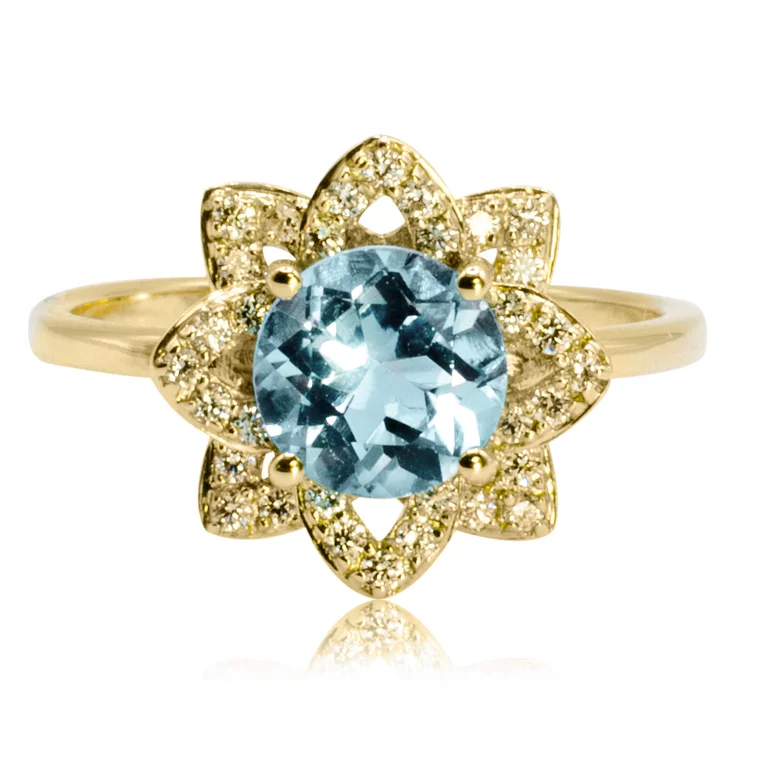 Luxusný diamantový prsteň s prírodným topásom Sky flower LRG778.WS Luxusný diamantový prsteň s prírodným topásom Sky flower LRG778.WS