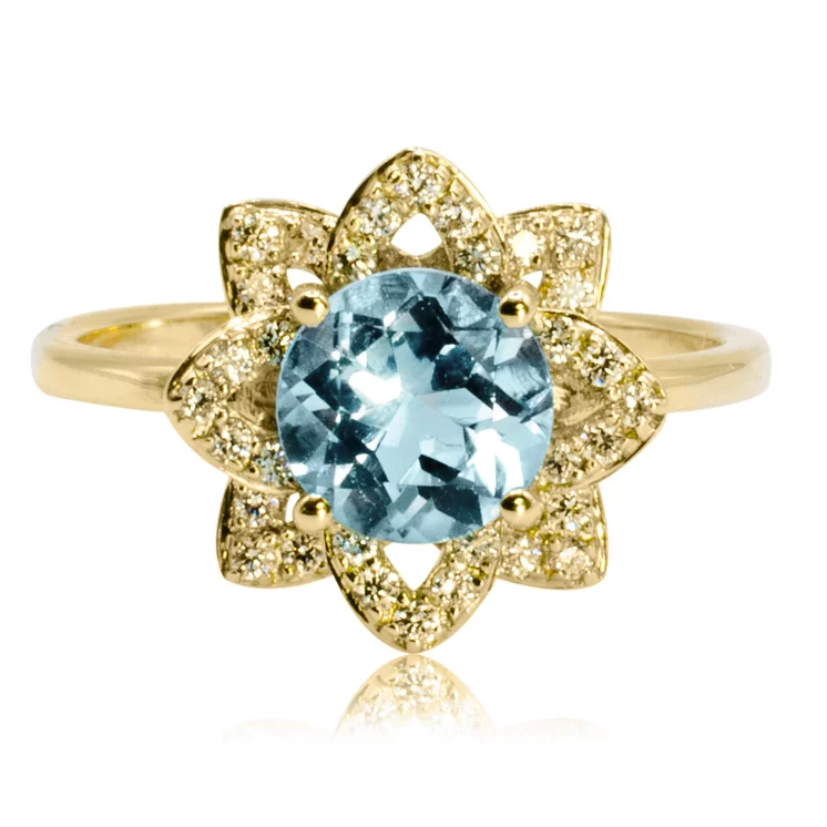 Luxusný diamantový prsteň s prírodným topásom Sky flower LRG778.WS Luxusný diamantový prsteň s prírodným topásom Sky flower LRG778.WS