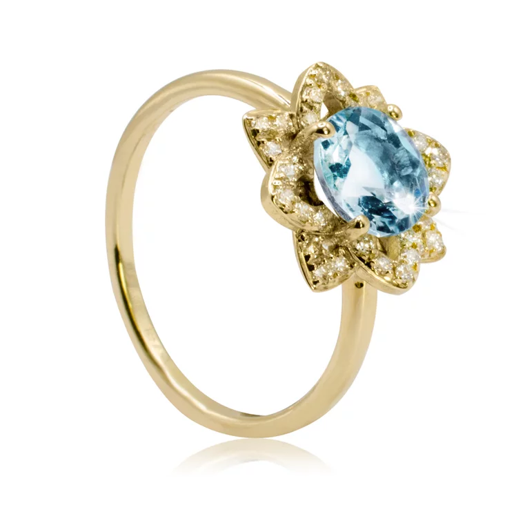Luxusný diamantový prsteň s prírodným topásom Sky flower LRG778.WS Luxusný diamantový prsteň s prírodným topásom Sky flower LRG778.WS