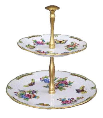 Porcelánový dvojpochodový podnos vzor Queen Victoria HP116.VBO Porcelánový dvojpochodový podnos vzor Queen Victoria HP116.VBO