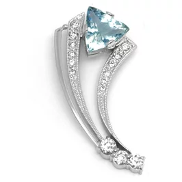 Zlatá brošňa s akvamarínom a diamantmi Zlatá brošňa s akvamarínom a diamantmi