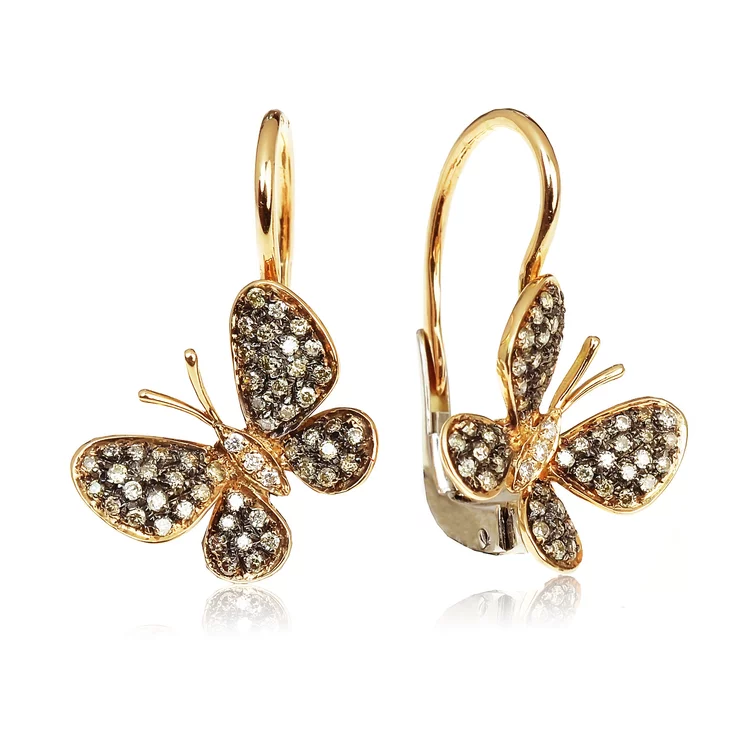 Zlaté náušnice Moraglione 1922 s diamantmi Butterfly Zlaté náušnice Moraglione 1922 s diamantmi Butterfly