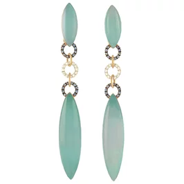 Zlaté náušnice Moraglione 1922 s jadeitom, zafírmi a diamantmi Zlaté náušnice Moraglione 1922 s jadeitom, zafírmi a diamantmi