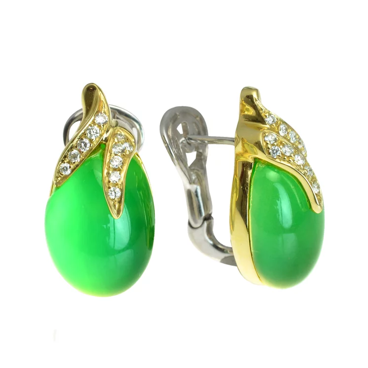 Zlaté náušnice Moraglione 1922 s lemon quartzom, jadeitom, perleťou a diamantmi
