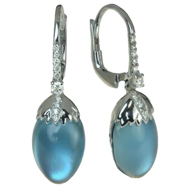 Zlaté náušnice Moraglione 1922 s london blue topásom, perleťou a diamantmi Zlaté náušnice Moraglione 1922 s london blue topásom, perleťou a diamantmi