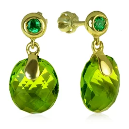 Zlaté náušnice Moraglione 1922 s peridotom a smaragdom Zlaté náušnice Moraglione 1922 s peridotom a smaragdom