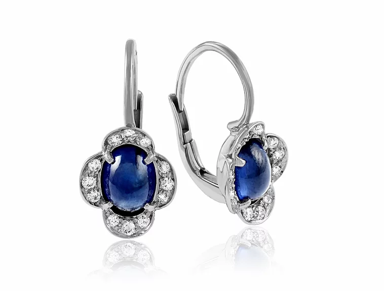 Zlaté náušnice Moraglione 1922 so zafírom a diamantmi Zlaté náušnice Moraglione 1922 so zafírom a diamantmi