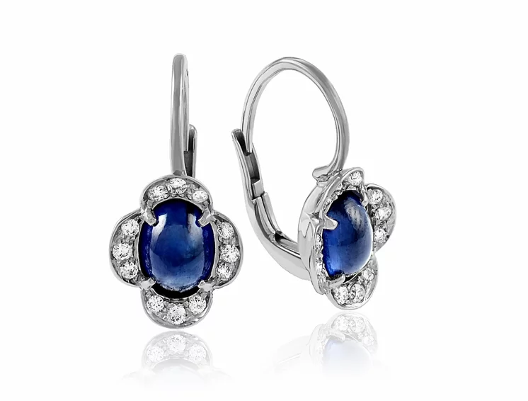 Zlaté náušnice Moraglione 1922 so zafírom a diamantmi Zlaté náušnice Moraglione 1922 so zafírom a diamantmi