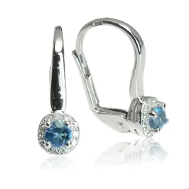 Zlaté náušnice s london blue topásom a diamantmi Zlaté náušnice s london blue topásom a diamantmi