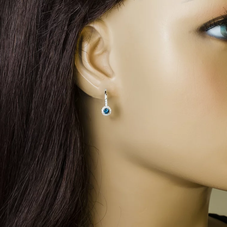 Zlaté náušnice s london blue topásom a diamantmi Elisee Zlaté náušnice s london blue topásom a diamantmi Elisee