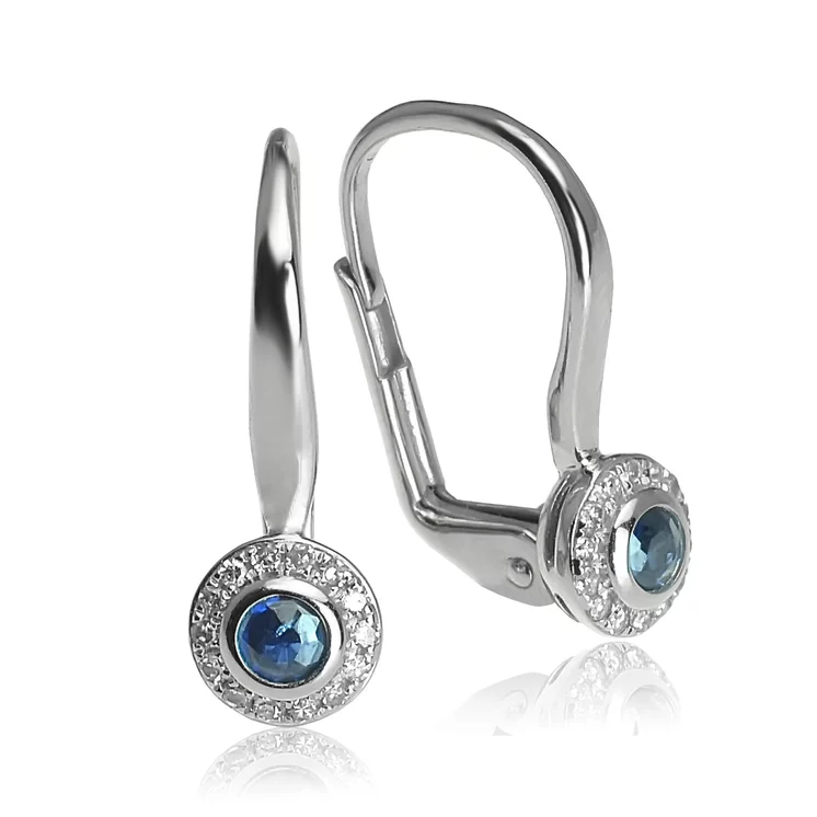 Zlaté náušnice so zafírom a diamantmi Zlaté náušnice so zafírom a diamantmi