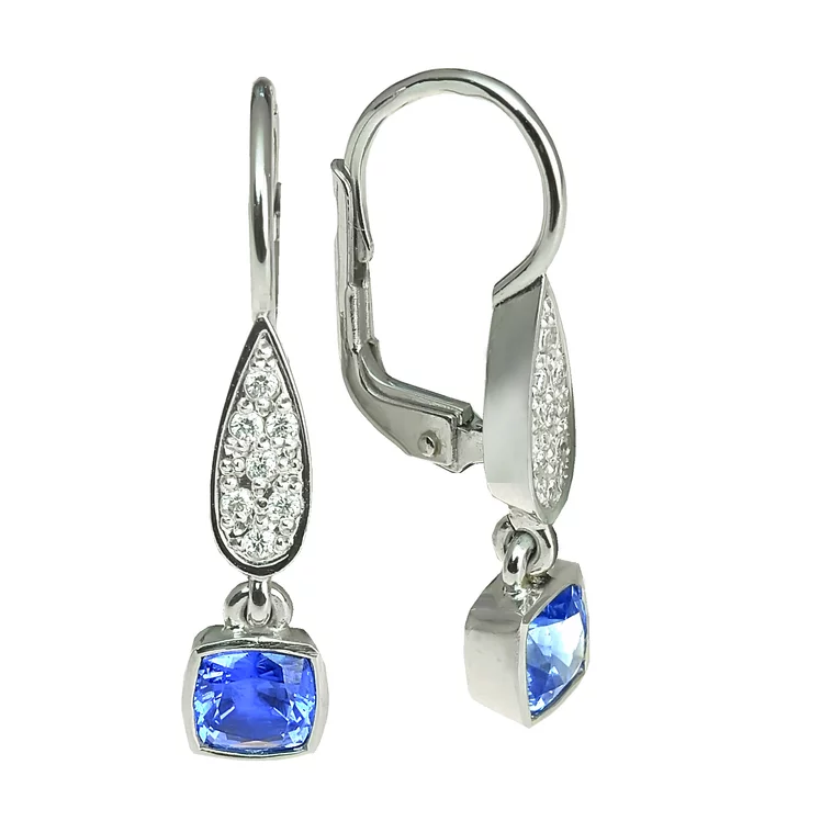 Zlaté náušnice so zafírom a diamantmi Zlaté náušnice so zafírom a diamantmi
