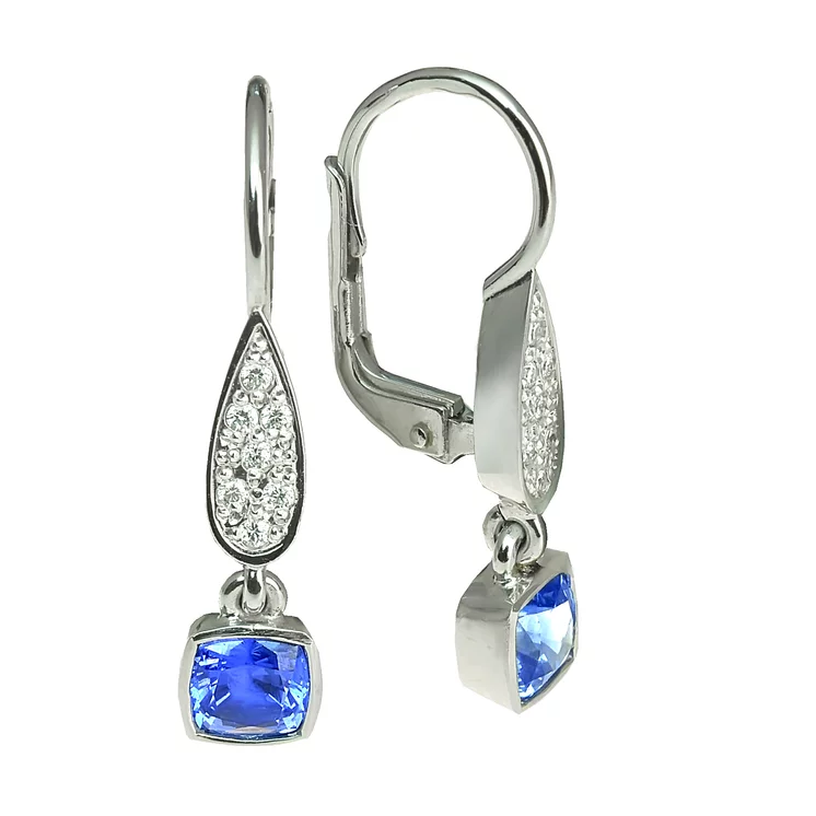 Zlaté náušnice so zafírom a diamantmi Zlaté náušnice so zafírom a diamantmi