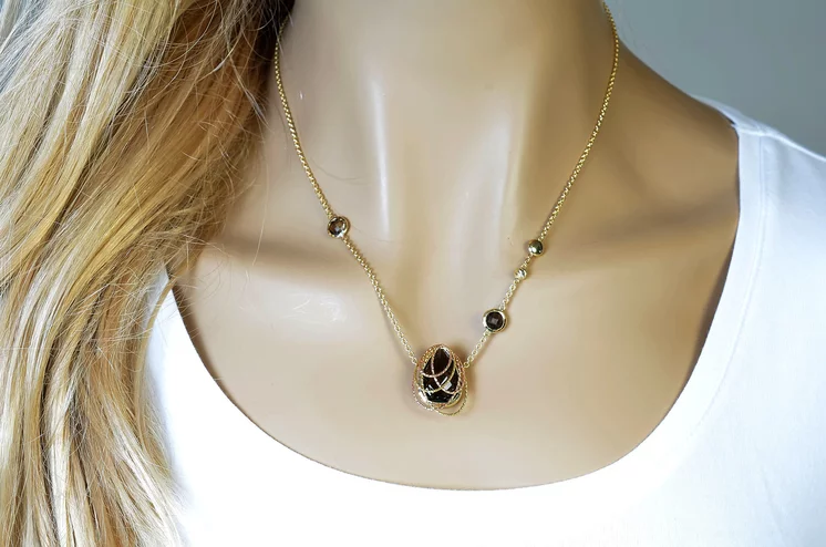 Zlatý náhrdelník Brown gem so záhnedou Zlatý náhrdelník Brown gem so záhnedou
