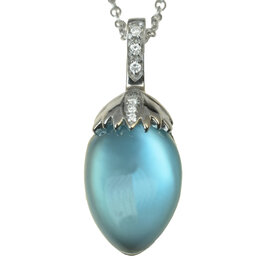 Zlatý náhrdelník Moraglione 1922 s london blue topásom, perleťou a diamantmi