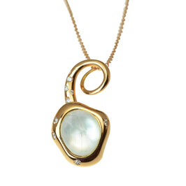 Zlatý náhrdelník Moraglione 1922 s rutile quartzom, prírodnou perleťou a diamantmi