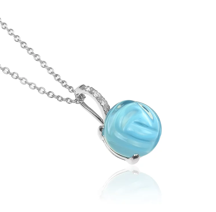 Zlatý náhrdelník Moraglione 1922 s topásom, perleťou a diamantmi Zlatý náhrdelník Moraglione 1922 s topásom, perleťou a diamantmi
